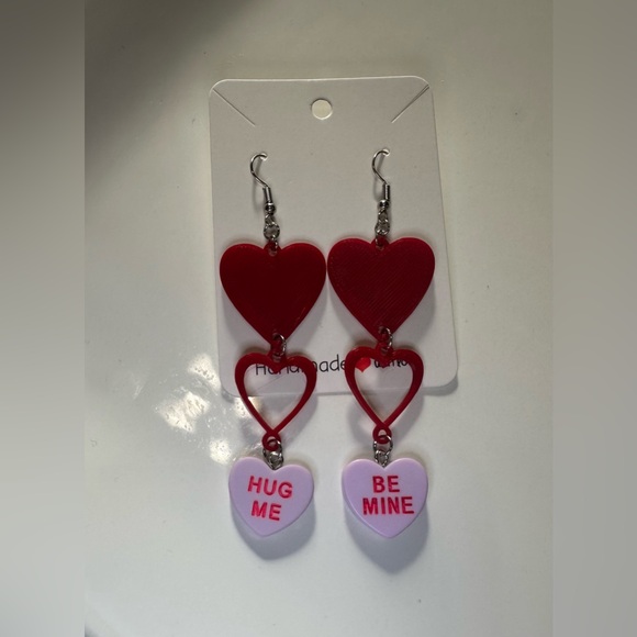 Handmade Triple Heart Shaped Candy Dangle Earring NEW - Picture 4 of 5